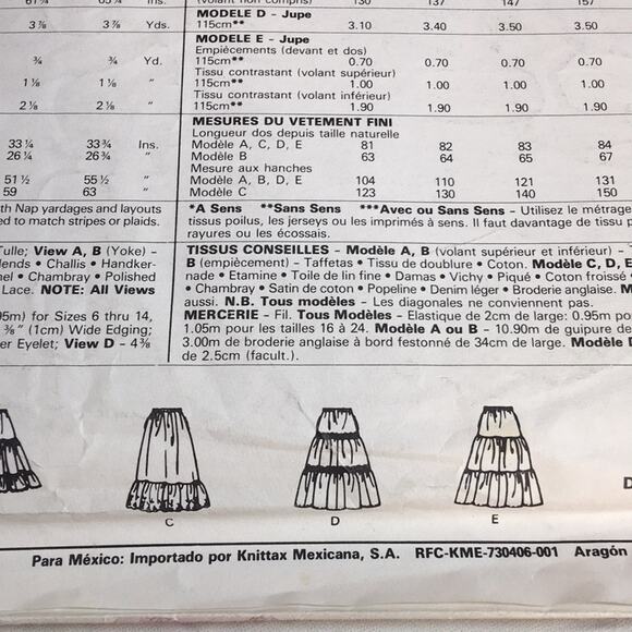 Vintage 1987 McCall's Sewing‎ Pattern 3079 Boho Petticoats & Skirts Size X-Small - Picture 10 of 15